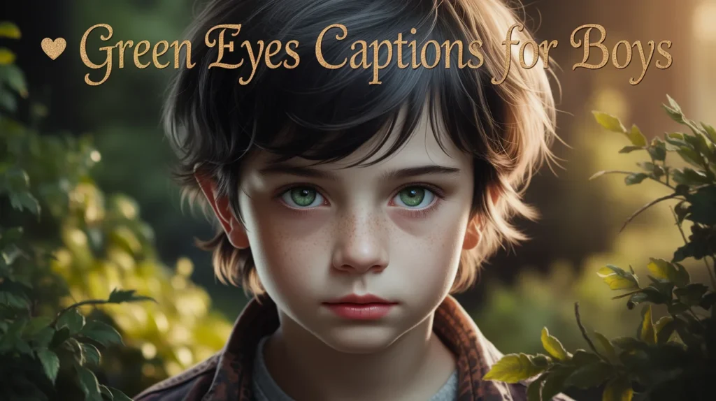 Green Eyes Captions for Boys